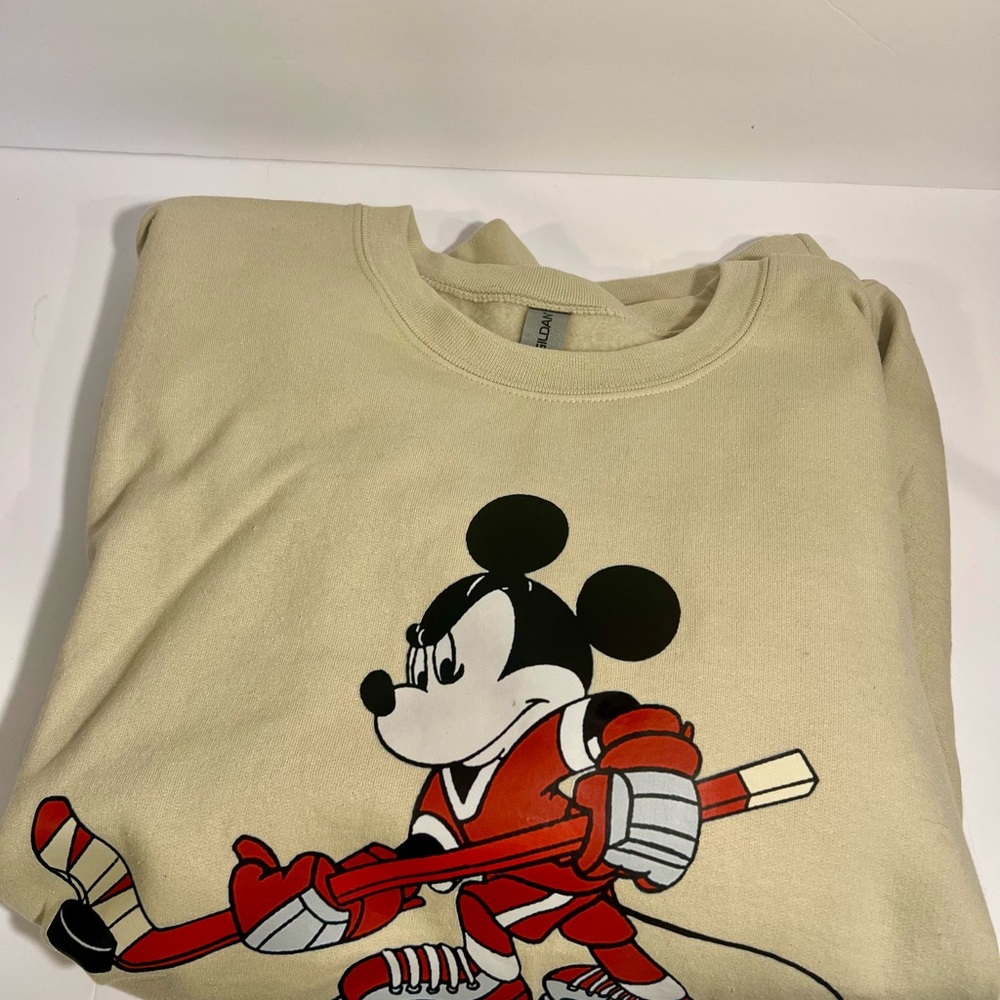 Gildan Cream Sweater with Mickey Mouse Design